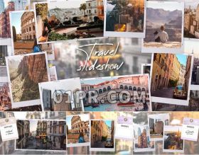 Pr标签旅行相册模板  21张73秒蜜月假期旅游多帧 Pr模板相册